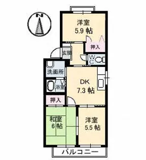 アンセスグランヒルズ E棟【2階】の間取り