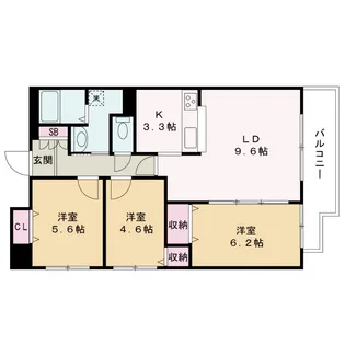 ラグザ大阪・レジデンス【9階】の間取り