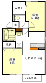 ドルチェ大園【2階】の間取り