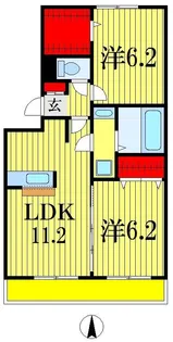 PARK HILLS MIYAKO B棟【2階】の間取り