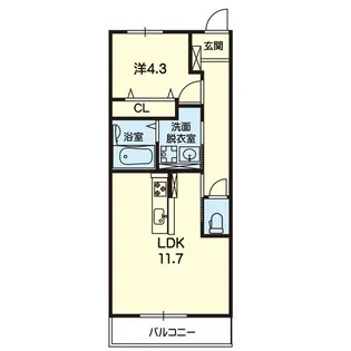 1LDKの間取り画像