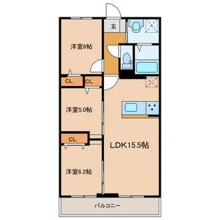 ステラII~新築賃貸マンション~【3階】の間取り