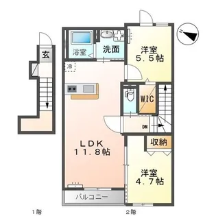 ムーンローズ香貫【2階】の間取り