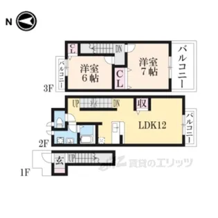 イーストアルカディア【2階】の間取り