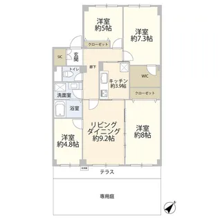 パシフィック我孫子グリーンタウン16号棟(0005578)【1階】の間取り