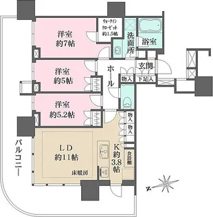 HARUMI FLAG SUN VILLAGE T棟【8階】の間取り
