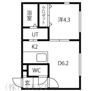 ベルフルール琴似【2階】の間取り