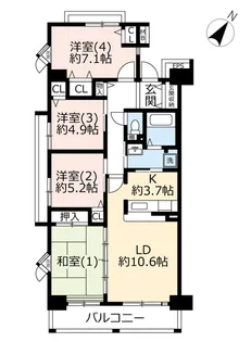 URプロムナード本牧【4階】の間取り
