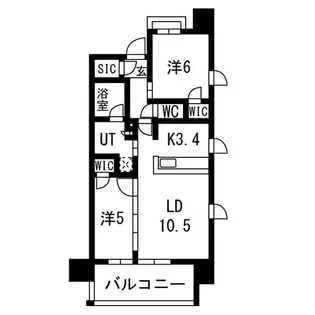 プラウド勾当台公園ディアージュ【2階】の間取り