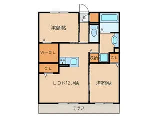 ロータス宇野【1階】の間取り