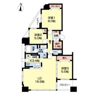 クリーンリバーフィネス山鼻南【8階】の間取り