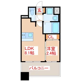 リアンシエルブルー鹿児島中央【4階】の間取り