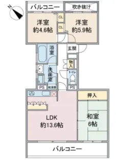 ハイツ東戸塚IIB号棟【4階】の間取り