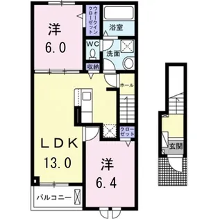 ノイシュタットエビス I【2階】の間取り