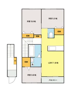 iiieTERRACE KOKUBO【2階】の間取り