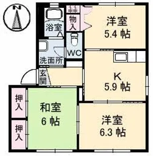 ドリームハイツKEN 3棟【1階】の間取り