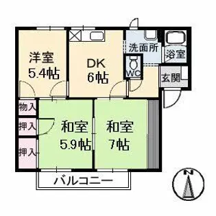 エスパディ A棟【2階】の間取り