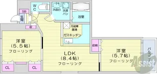 ジュネス23【7階】の間取り