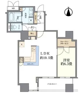 淀屋橋アップルタワーレジデンス【23階】の間取り