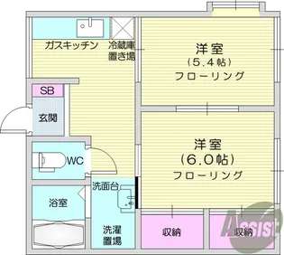 レジデンスカトレアB【1階】の間取り