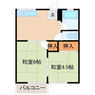 【初期費用3万円】田中コーポ【2階】の間取り