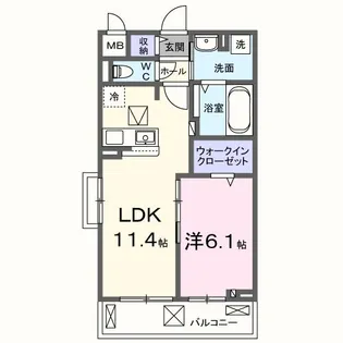 ヴィラバース【1階】の間取り