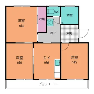サンハイツ三保【1階】の間取り