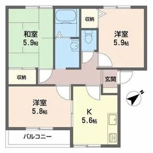 ウォームフロント岡田【2階】の間取り