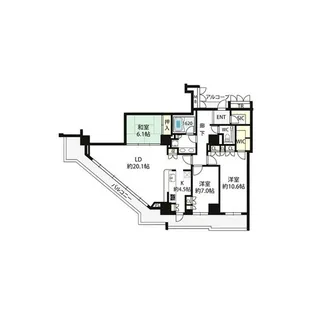 アップルタワー大阪谷町2804号室【28階】の間取り