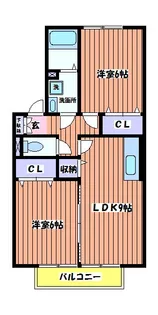 2LDKの間取り画像
