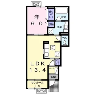 プランドール松B【1階】の間取り