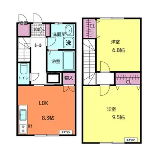 シャンブル・クレールII【1階】の間取り