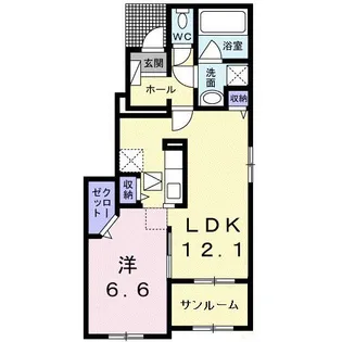 エクセレント ニコC【1階】の間取り