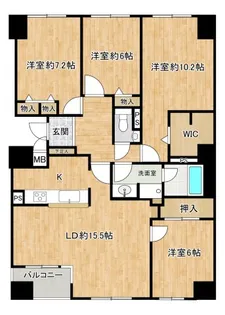 三田カルチャータウン・リフォレH棟601号室シェアハウス【6階】の間取り