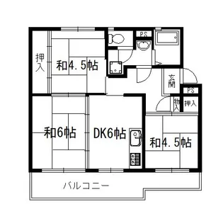 宇治おぐら住宅5棟【3階】の間取り