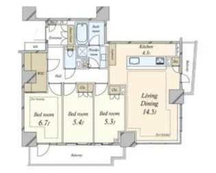 ザ・パークハウス三田ガーデンレジデンス&タワー【11階】の間取り