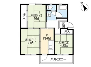 UR寝屋川【3階】の間取り