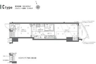 ZOOM新宿夏目坂【6階】の間取り