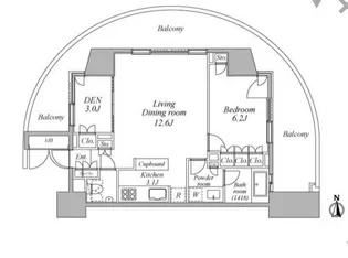 レジディア芝浦KAIGAN【5階】の間取り