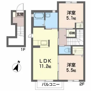 ベルメゾン桑野B【2階】の間取り