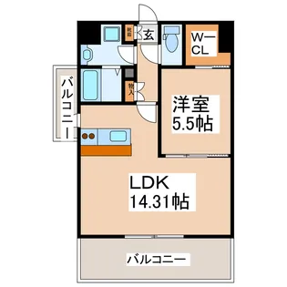 リアルマジェスティー新八代【5階】の間取り