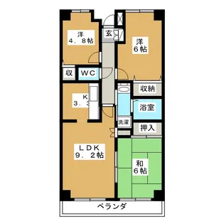 プランジュール神大寺【4階】の間取り