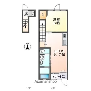 久留米白山町アパート工事【2階】の間取り