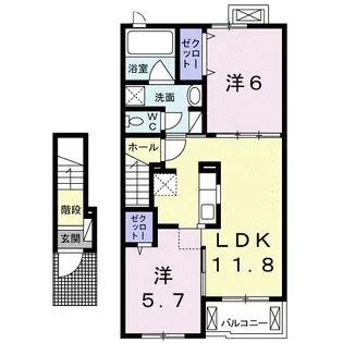 アンジュ デュ ヴァン II【2階】の間取り