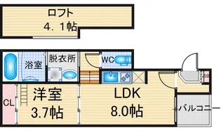 ハーモニーテラス八熊II【2階】の間取り