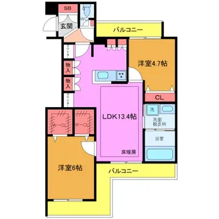 クレ ド ボヌール【4階】の間取り