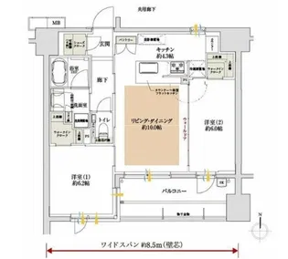 サンクレイドル天王寺【9階】の間取り