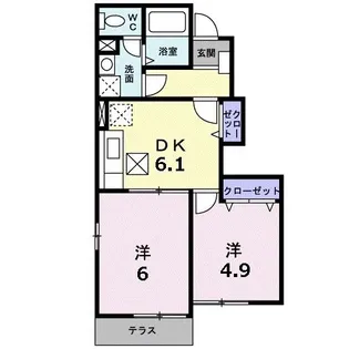 サンクレメントB【1階】の間取り