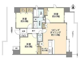 ロジュマン北綾瀬しょうぶ沼公園【5階】の間取り
