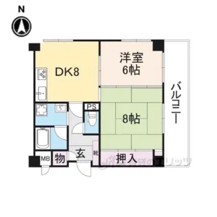 グランドムール生駒【4階】の間取り